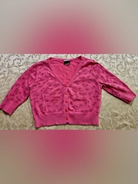 Girls' Pink V-Neck Button Cardigan Sweater